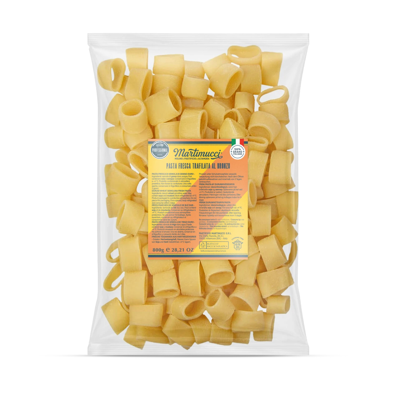 Calamarata trafilata al bronzo Martimucci pasta fresca Linea Ho.Re.Ca. Trafilata al bronzo