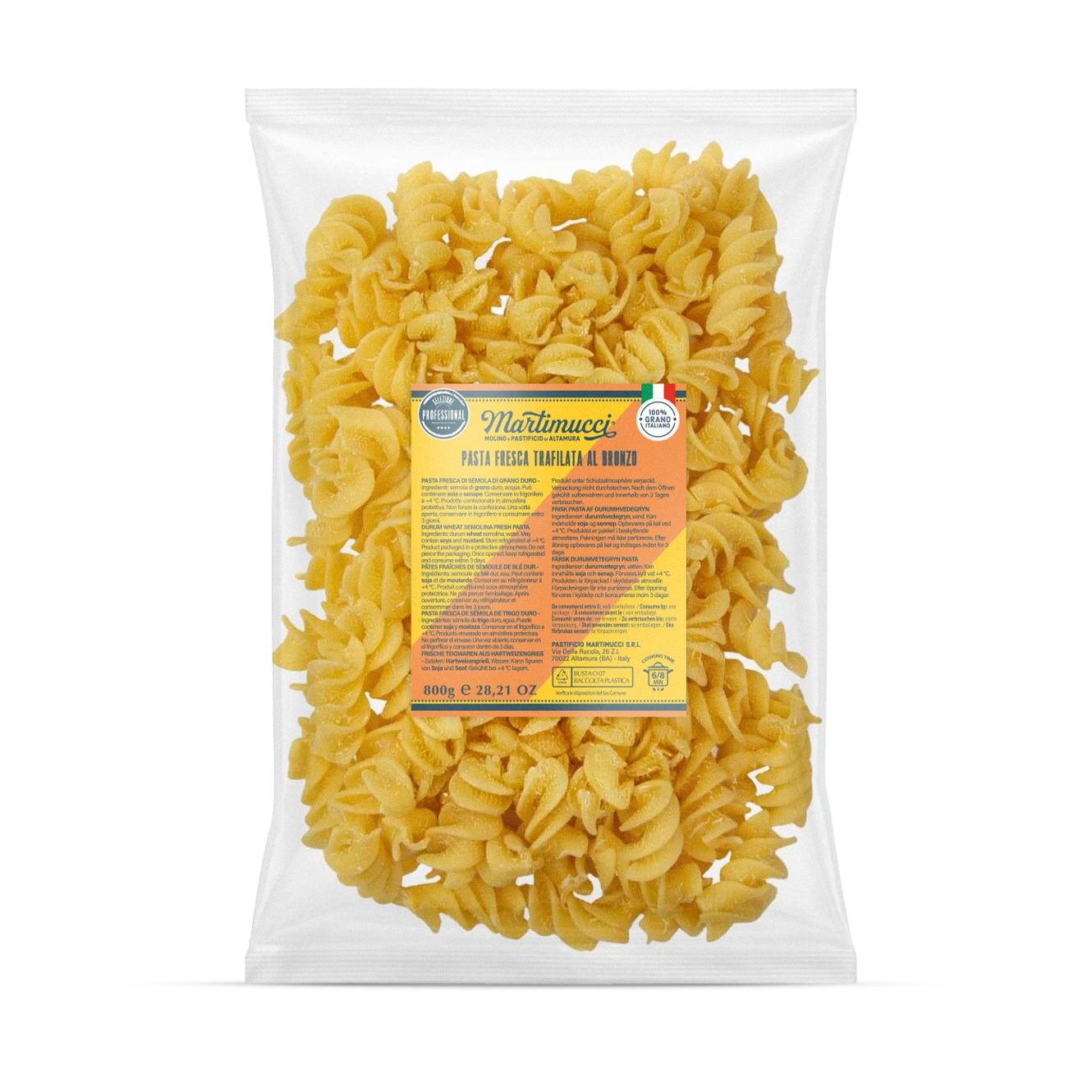 Fusilloni trafilati al bronzo Martimucci pasta fresca Linea Ho.Re.Ca. Trafilata al bronzo