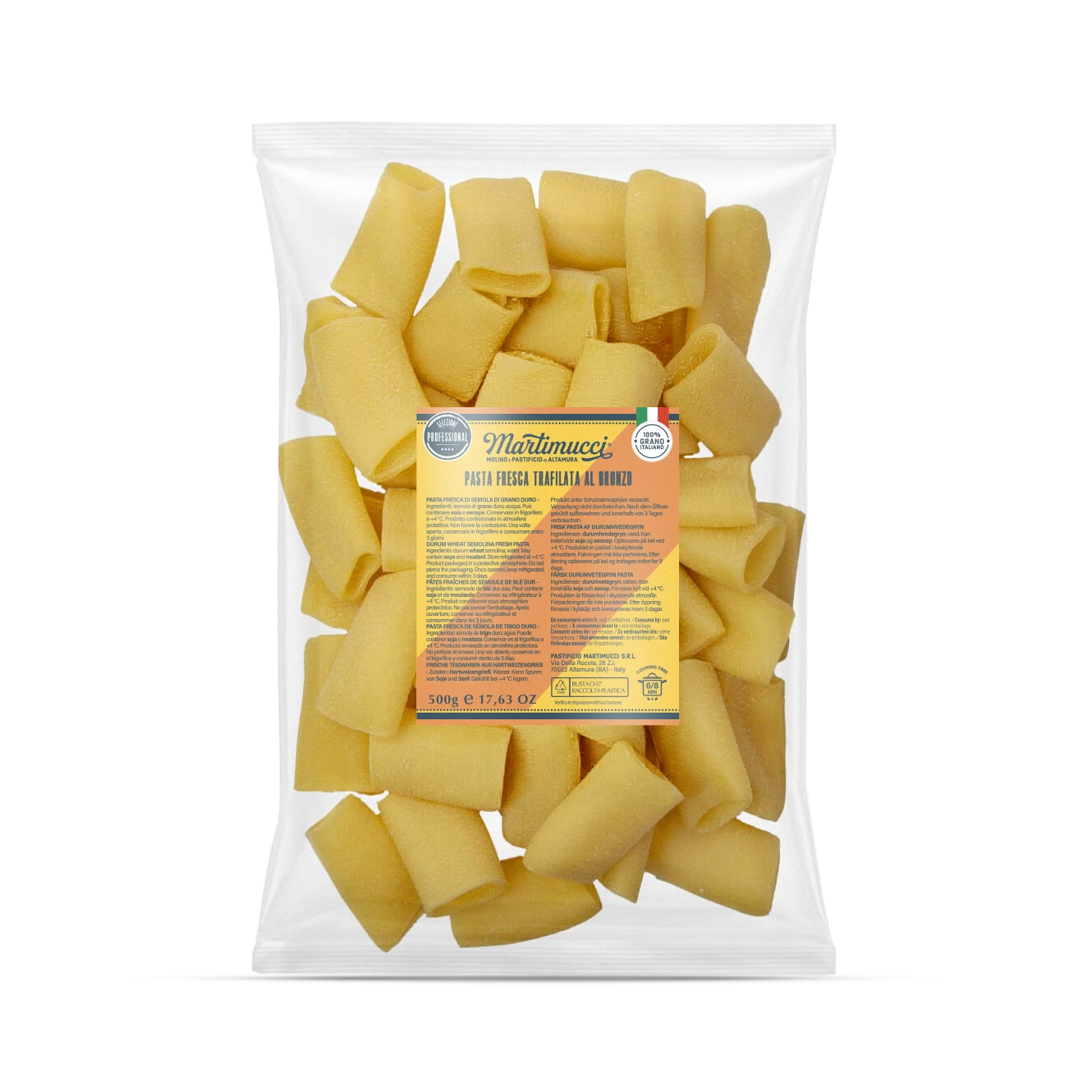 Paccheri trafilata al bronzo Martimucci pasta fresca Linea Ho.Re.Ca. Trafilata al bronzo