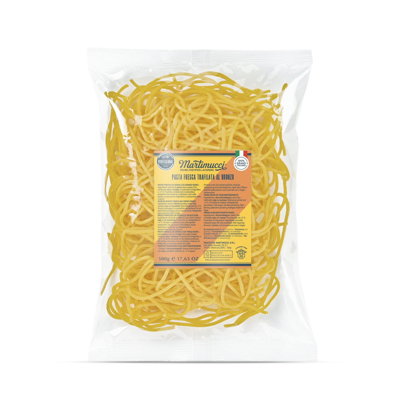 Spaghetti trafilata al bronzo Martimucci pasta fresca Linea Ho.Re.Ca. Trafilata al bronzo